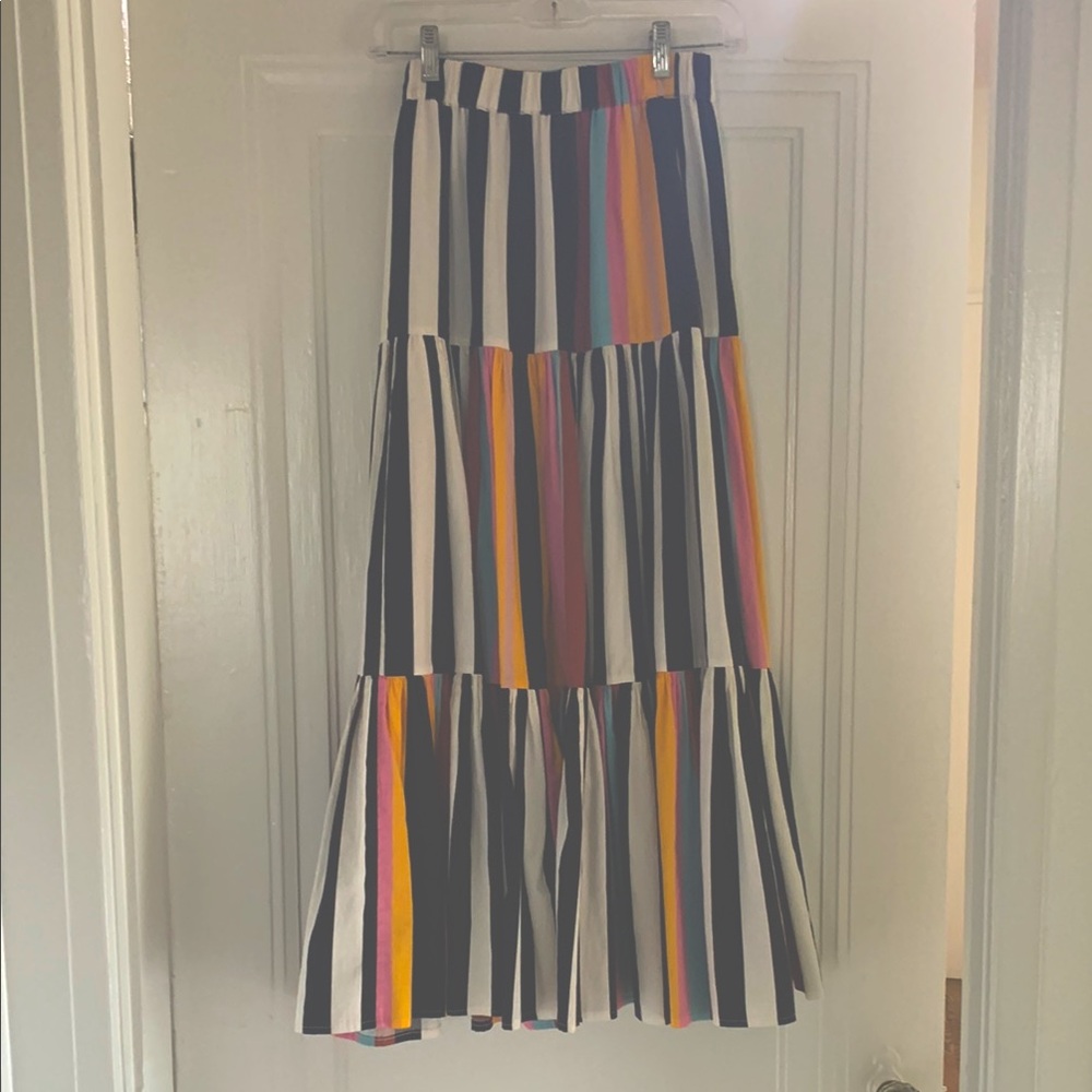 Tory Burch Striped Tiered Maxi Skirt
